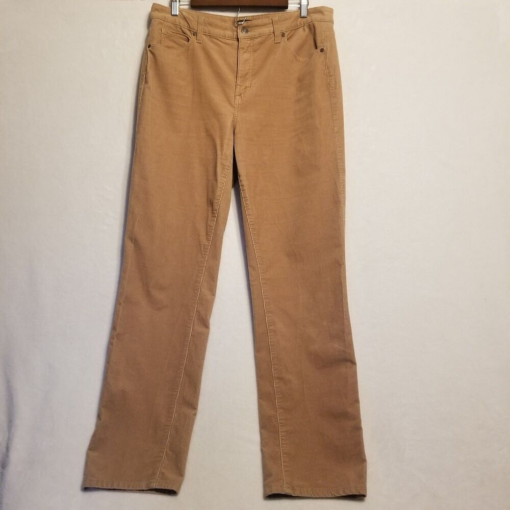 Talbots 10 Pants Corduroy Straight Leg Camel Tan Cotton Stretch Academia Grunge